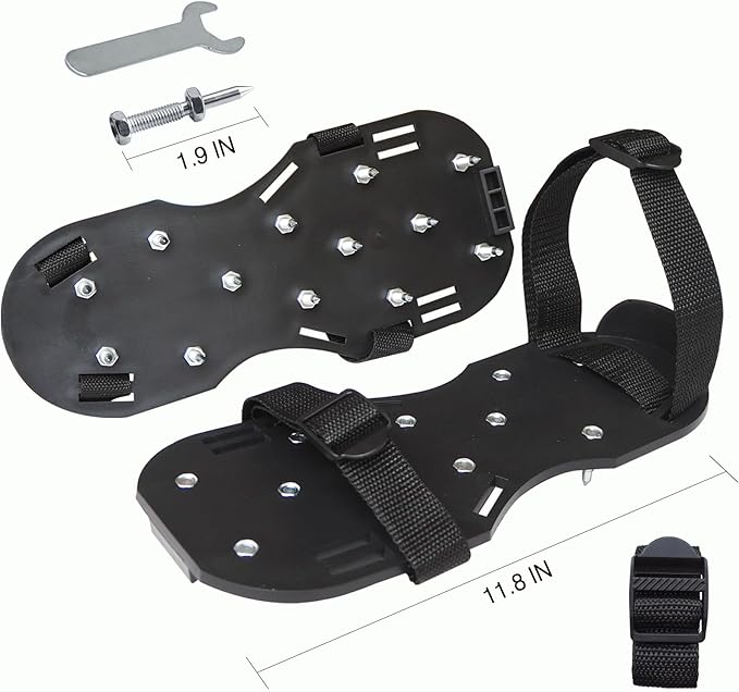 Lawn Aerator Shoes with Adjustable Straps - for Lawn Aeration or as Screed Shoes - Lawn Aerator Shoes as Perfect Aerator Lawn Tool - Medium