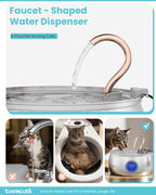 Tomxcute Cat Water Fountain - 4.0L/135oz Gooseneck Copper Stainless Steel Cat Water Fountains for Cats Indoor - Kitty Cat Fountains for Drinking Spout - Comes with 3 Replacement Filters