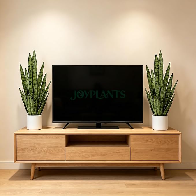 Fake Snake Plant, 35" Artificial Potted Plant with White Pot, Realistic Faux Plant for Home Decor, Low Maintenance No Watering Needed for Desk Corner Office & Pet Areas (Green 35in)