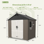 Patiowell 8 x 6 FT Plastic Outdoor Storage Shed with Floor, Resin Shed with Window and Lockable Door for Garden, Backyard, Tool Storage Use, Easy Assemble, Gray (Kick-it Shed)