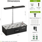 SUNCOZE Hydroponics Growing System Kit with 24W Dimmable Grow Light, 12 Pods Indoor Herb Garden with Timer & Local Time Setting, Adjustable Height, Smart Countertop Garden for Home & Kitchen, Black