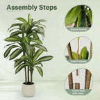 5FT Artificial Tree Dracaena Plant in Decorative Pot-Realistic Fake Plant for Indoor Outdoor Use,Home Office Living Room Decor,Real Touch Leaves,Housewarming Gift,Black Planter