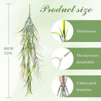 dallisten 4Pcs Fake Hanging Fern Plants for Outdoors, UV Resistant Artificial Ferns Greenery Vines Faux Trailing Plants for Indoor Wall Porch Wedding Boho Home Garden Decor(4PCS WhiteGreen Leaves)
