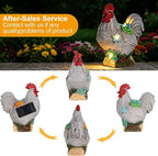 mocosa Solar Garden Statues Gray Rooster and LED Lights Birthday Gifts for Women Mom Grandma Solar Outdoor Cat Decor for Outside,Outdoor Solar Lights for Yard, Garden and Patio, Unique Gift for Women