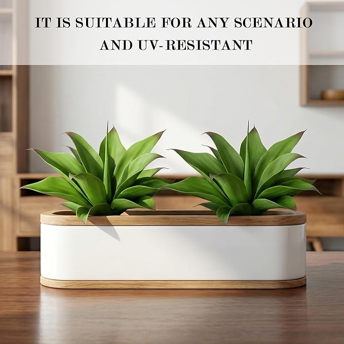 Ttranewsoo Fake Plants Artificial Agave Plants,Large UV Resistant Fake Agave Planters for Indoor and Outdoor Decorating Tropical Plant Succulents Greenery Indoor Decor13.8 (2Pack, Dark Green)