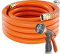 SPECILITE Garden Water Hose 50 ft x 3/4 in Heavy Duty, Flexible and Lightweight, Burst 600 psi, Kink-less Hybrid Rubber Pipe for Backyard, 3/4'' Brass Fittings, Orange
