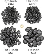Black Rocks for Plants. Polished Decorative Pebbles. 1/5 Inch 2 lbs. for Garden, Landscaping, Vase fillers, Succulents, pots (Mini, Black, 2)