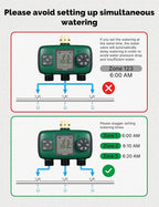 MOES 3 Outlet Sprinkler Timer, Brass Inlet, Programmable Automatic Irrigation Controller, Rain Delay, Manual Watering, 3 Zone Water Hose Timer for Gardens, Lawns
