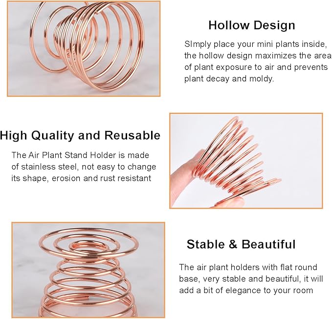 6 PCS Geometric Air Plant Holder Airplants Rack Metal Plants Stand, Airplant Stand Container Tillandsia Stainless Steel Display Racks, Wire Metal Plants Stand Planter Shelves