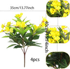 CITYES 4 Pcs Artificial Flowers Outdoor Impatiens UV Resistant Silk Impatiens Flowers Yellow Faux Flowers Impatiens Bushes Artificial Impatiens for Pot Patio Lawn Garden Hanging Basket Porch Decor