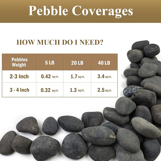 FANTIAN 20 lbs Natural Unpolished Black Rocks Mexican Beach Pebbles, 2-3 Inch Decorative Black River Rocks for Outdoor Landscaping, Garden Paving, Plant Rocks, Fountain and Walkways