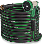 Heavy Duty Garden Hose 75 ft, NON-EXPANDABLE Water Hose with 10 Function Spray Nozzle, Lightweight Kink-less Hybrid Hose with Swivel Handle, Male to Female Fittings