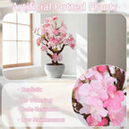 TOARTi Artificial Pink Cherry Blossom Potted Plant with Stone Pot, 13.4" Tall Fake Flowers Faux Plant Desk Decor, Realistic Decorative Plants Indoor Decor for for Home Bedroom Bathroom Office Desk