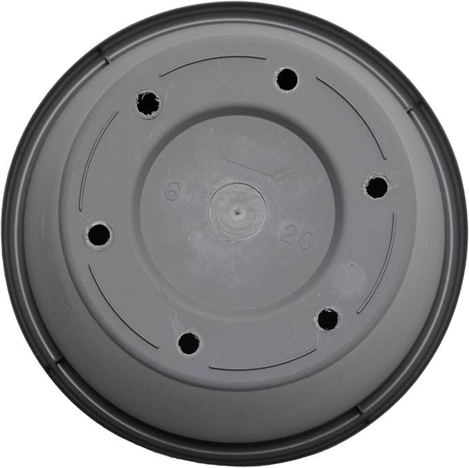 Bloem Terra 6" Diameter Round Charcoal Resin Planter Pot with Drainage Holes for Indoor and Outdoor Gardening