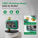 RESTMO 3-Dial Analog Sprinkler Timer with Brass Inlet & Outlet, Mechnical Water Timer for Garden Hose with Manual/Rain Delay, Automatic Drip Irrigation System, 480 Minutes Max Watering, Easy to Set Up