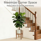 Natural Bamboo Plant Stand Indoor, Adjustable Plant Shelf Indoor Fits 8-12 Inch Pots, Mid Century Modern Decor to Refresh Your Space(Pot & Plant Not Included)