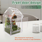 Acrylic Terrarium Kit for Jumping Spiders & Tarantulas - 3.15"x3.15"x5.6" Spider Enclosure with Magnetic Feeding Door & Secure Latch - Ideal Reptile Cage, Praying Mantis Habitat, Bug Terrarium