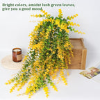 RECUTMS Artificial Plants Hanging Outdoor Fake Plants Hanging Vines Faux Eucalyptus Leaves Greenery Vines Fake Vines Plants for Room Wall Decor Garden Outdoor Wedding Courtyard Decoration(Yellow)