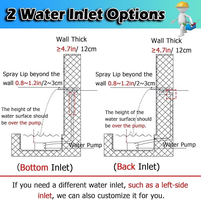 ARTSZY 304 Stainless Steel Fountain Spillway Kit with Long Hose, Black/Silver Spillway for Outdoor Waterfall, Household/Commercial Pond Waterfall for Backyard/Parks(Black,42″/107cm)