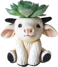 Succulents Plants Artificial, Mini Fake Succulents in Resin Cartoon Animal Goat Pot for Desk Livingroom Home Decoration Office Decor