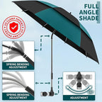 2 Pack 48.6" Double Canopy Beach Umbrella with Clamp, UPF50+ Beach Chair Umbrella with clip, 360°Adjustable Portable Outdoor(Hunter Green/Black, Not Include Chair)