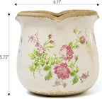 Dosayes Rustic Ceramic Planter, 6 Inch Tuscan Vintage Flower Pot with Drainage, Farmhouse Garden Pot for Indoor Plants, Kitchen & Garden Tuscan Decor, Plant Lover Gift (Pink)