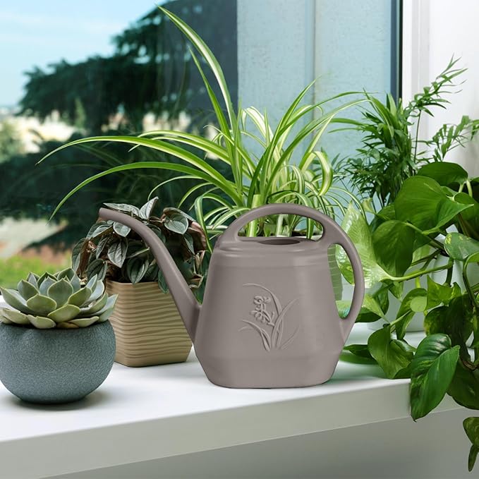 Rehab & Recovery Plastic Watering Can - for Indoor and Outdoor Plant - 1/2 Gallon - Coffee Color