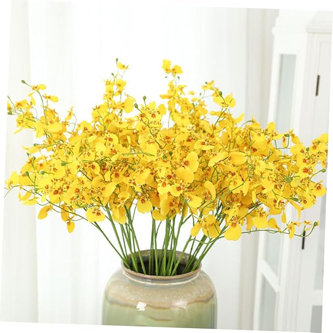 LIOOBO 3 Forks Artificial Dancing Orchid Flower Branches - Decor for Weddings and Living Rooms - Perfect for Floral Arrangements and Indoor Decoration