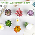 ZINHO Fake Succulent Plant Set 6 PCS Artificial Succulent Plants for Desk Realistic Faux Succulents in Plastic Pots Mini Colorful Succulent Decor for Bedroom Bathroom Office Shelf Decor (Mix)