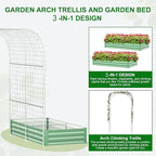 SUNYRISY Galvanized Raised Garden Bed with 87" H Arch Trellis for Climbing Plants Outdoor, Large Metal Planter Box with Netting for Gardening Flowers Vegetables Fruit, Green