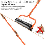 21" Rolling Lawn Aerator, 45 Preassembled Spikes, Only Needs 3-5 Minutes to Assemble, No Looseness, Good Package, 75" Long Handle with Quick Clip Connections, U-Shape Construction - Orange.
