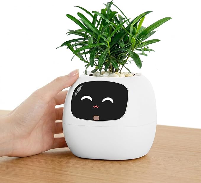 PLANTSIO Ivy Interactive AI Desk Companion, Smart Plant Pet with 100+ Expressions, Cute Indoor Planter for Office Decor, Unique Gift for Plant Lovers & Coworkers(Ivory)