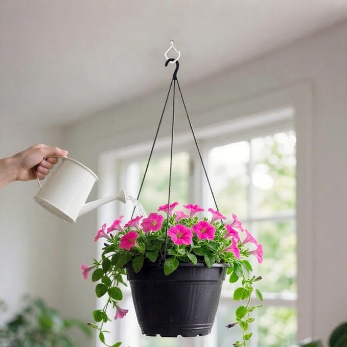 12 PCS Q-Hanger Hooks for String Lights, Ceiling Hangers for Plants & Wind Chimes, Christmas Decorations Outdoor Hooks (Square Hanger) White