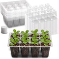 RooTrimmer 60 Pack Reusable 12-Cell Clear Seed Starter Trays - Extra Large Drainage Holes, Easy to Repotted, Clear Transparent Tray for Root Observation, Seed Starting, Fits Standard 1020 Trays