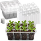 RooTrimmer 60 Pack Reusable 12-Cell Clear Seed Starter Trays - Extra Large Drainage Holes, Easy to Repotted, Clear Transparent Tray for Root Observation, Seed Starting, Fits Standard 1020 Trays