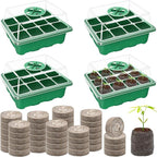 Halatool 4 Pack Seed Starter Tray with 50 PCS Peat Pellets, 48 Cells Green Seeding Starter Trays for Organic Seed Starter Soil Pods for Planting Vegetables Plants Flowers - Starting Seeds Kit