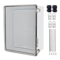Waterproof Junction Box, ABS Plastic Electrical Box with Stainless Steel Latch, Hinged Cover Electric Project Enclosure Box with Mounting Plate, Wall Brackets,Clear 13.8"x9.8"x5.9"