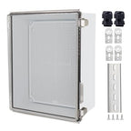 Waterproof Junction Box, ABS Plastic Electrical Box with Stainless Steel Latch, Hinged Cover Electric Project Enclosure Box with Mounting Plate, Wall Brackets,Clear 13.8"x9.8"x5.9"