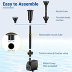 NFESOLAR Fountain Nozzle Kit, 4 Fountain Spray Patterns, Height and Water Flow Adjustable, for Garden Pond Fountain Pump