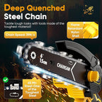 Mini Chainsaw- 6 Inch Electric Mini Chain Saw Cordless Battery Powered One-Hand Tree Trimming Saw with 2 Batteries, Portable Gardening Gadgets for Men, Unique Birthday Gifts (Yellow)