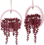Artificial Hanging Plants Hanging Planter Fake Succulents Artificial String of Pearls with Pot and Lanyard for Home Office Wall Decoration