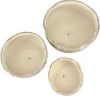 Galt International Ceramic Plant Pots Set of 3 Rustic Vintage Farmhouse Cream Crackle Glaze (11"/ 9.6"/ 7") Garden Indoor Outdoor Flower Planter w/Drainage Hole (Vintage Brown)