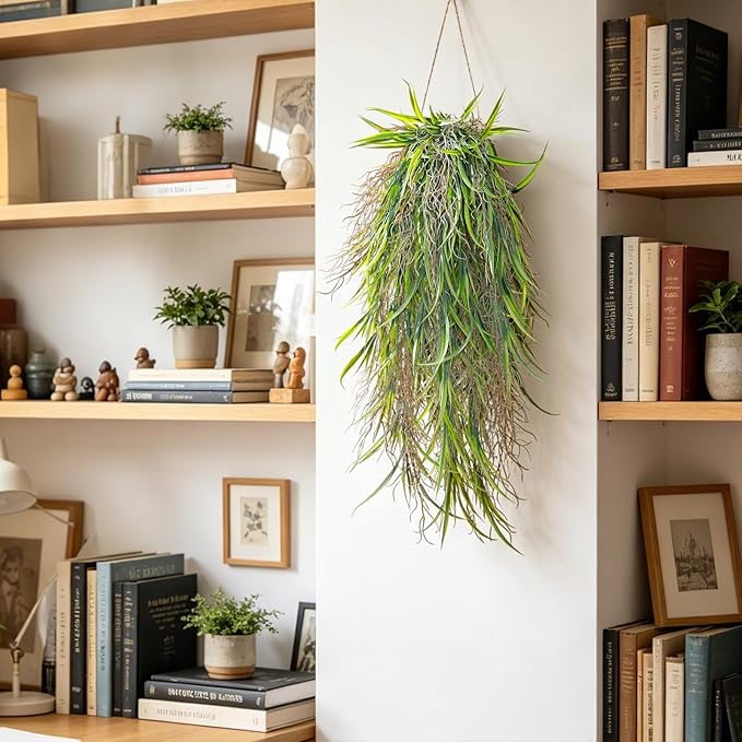 dallisten 4Pcs Fake Hanging Fern Plants for Outdoors, UV Resistant Artificial Ferns Greenery Vines Faux Trailing Plants for Indoor Wall Porch Wedding Boho Home Garden Decor(4PCS WhiteGreen Leaves)