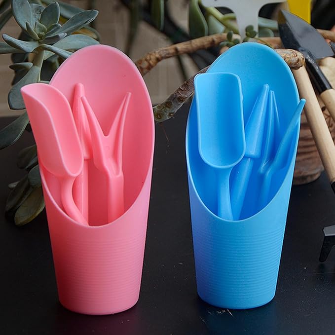PENCK Soil Scoop for Indoor Plants - Plastic Mini Garden Plant Care Shovel Hand Tools Transplanting Succulent Cultivation Digging Scoops Kits, Pink