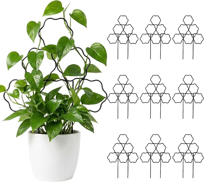 ZOUTOG 9 Pack Trellis for Climbing Plants Outdoor 15 Inch,Rustproof Metal Garden Trellis for Potted Plants,Sturdy Houseplant Support Indoor Outdoor for Ivy Pothos Monstera Hoya Flower Vine (Flower)