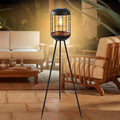 Solar Floor Lamp Outdoor Large Lanterns for Patio, Waterproof Big Solar Lamp Outdoor Metal Tripod Solar Lights for Deck Lawn Yard or Porch Decor(Black)