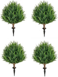 24.5Inch Artificial Cedar Topiary Ball Trees Set of 4 - UV Resistant Faux Shrub Bushes with Ground Spike, Indoor/Outdoor Artificial Plants for Front Porch, Garden, Patio & Planters