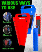 SWANLAKE 4-Pack Magnetic Wrench Organizer Toolbox Holder, 2PCS 15-Slot and 2PCS 12-Slot Wrench Organizers, SAE & Metric Ratchet Holders for Tool Box