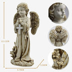 Rezpuao Angel Statue for Garden,Solar Angel for Cemetery Decorations,Garden Memorial Angels,Resin Praying Angels Figurine for Patio Lawn Yard Porch Decorations,12.12inch