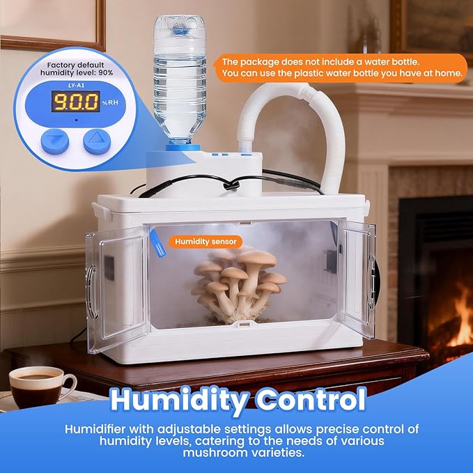 Indoor Mushroom Growing Kit Mushroom Cultivation Equipment Includes Humidity Control, Air Circulation Fans and Mushroom Grow Box
